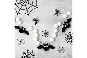 AnyDesign Halloween Felt Garland: Spooky Bat & Pom-Pom Party Banner