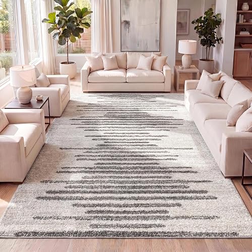 JONATHAN Y Aya Berber Stripe Cream/Gray 8x10 Rug