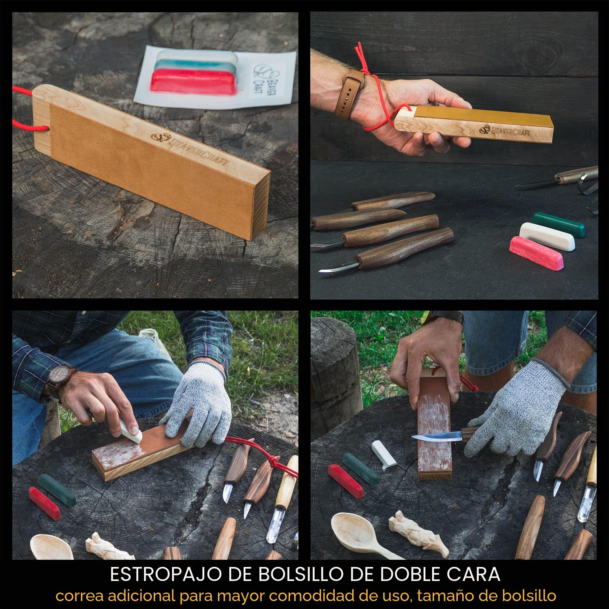 BeaverCraft, Juego de Tallado de Madera de Lujo S50X -Juego de Cuchillos de Tallado de Cucharas de Madera - Juego de Tallado de Madera para Principiantes y Profesionales (marrón)