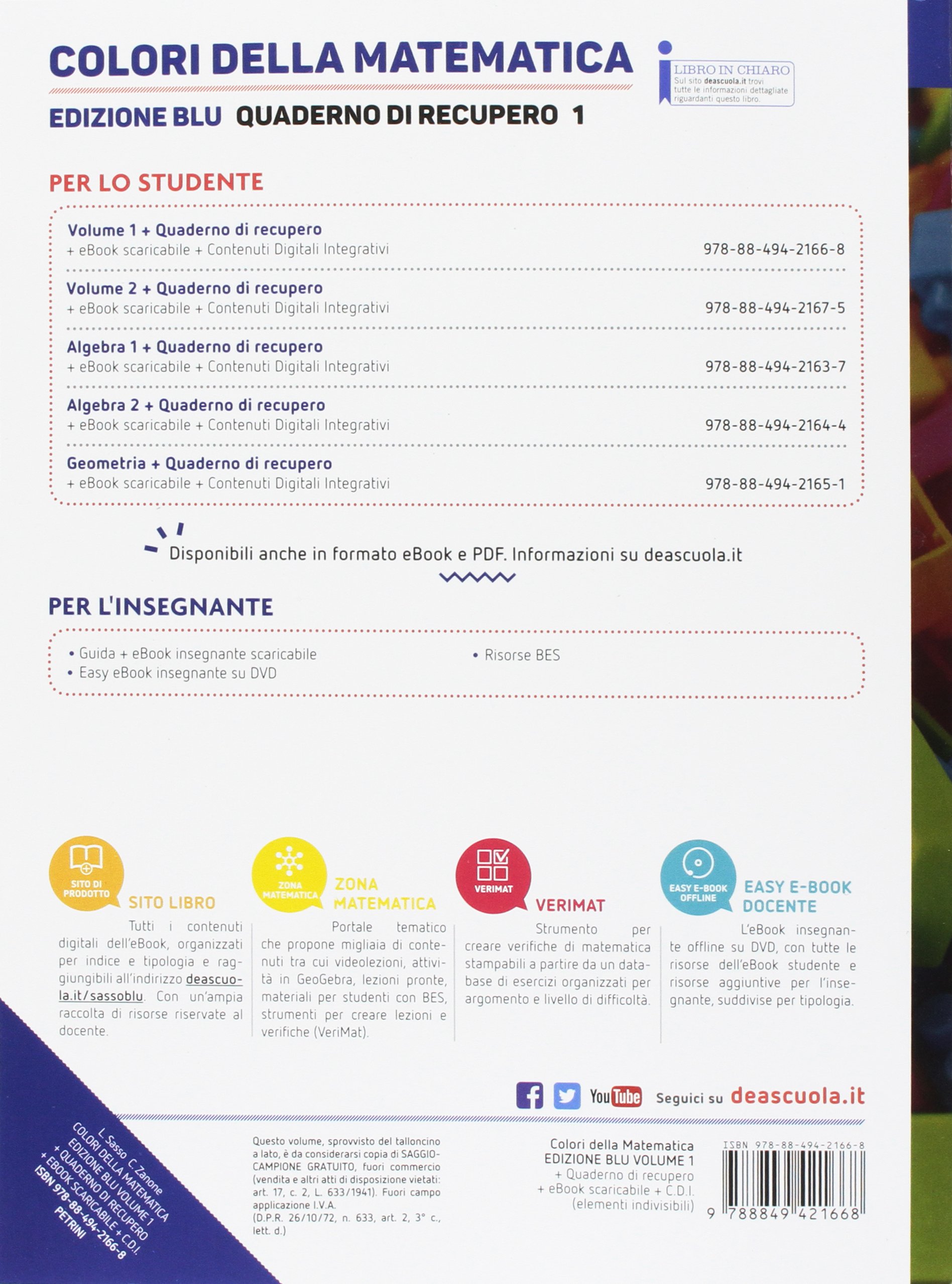 Colori della matematica. Quaderno. Ediz. blu. Per i Licei scientifici. Con e-book. Con espansione online (Vol. 1)