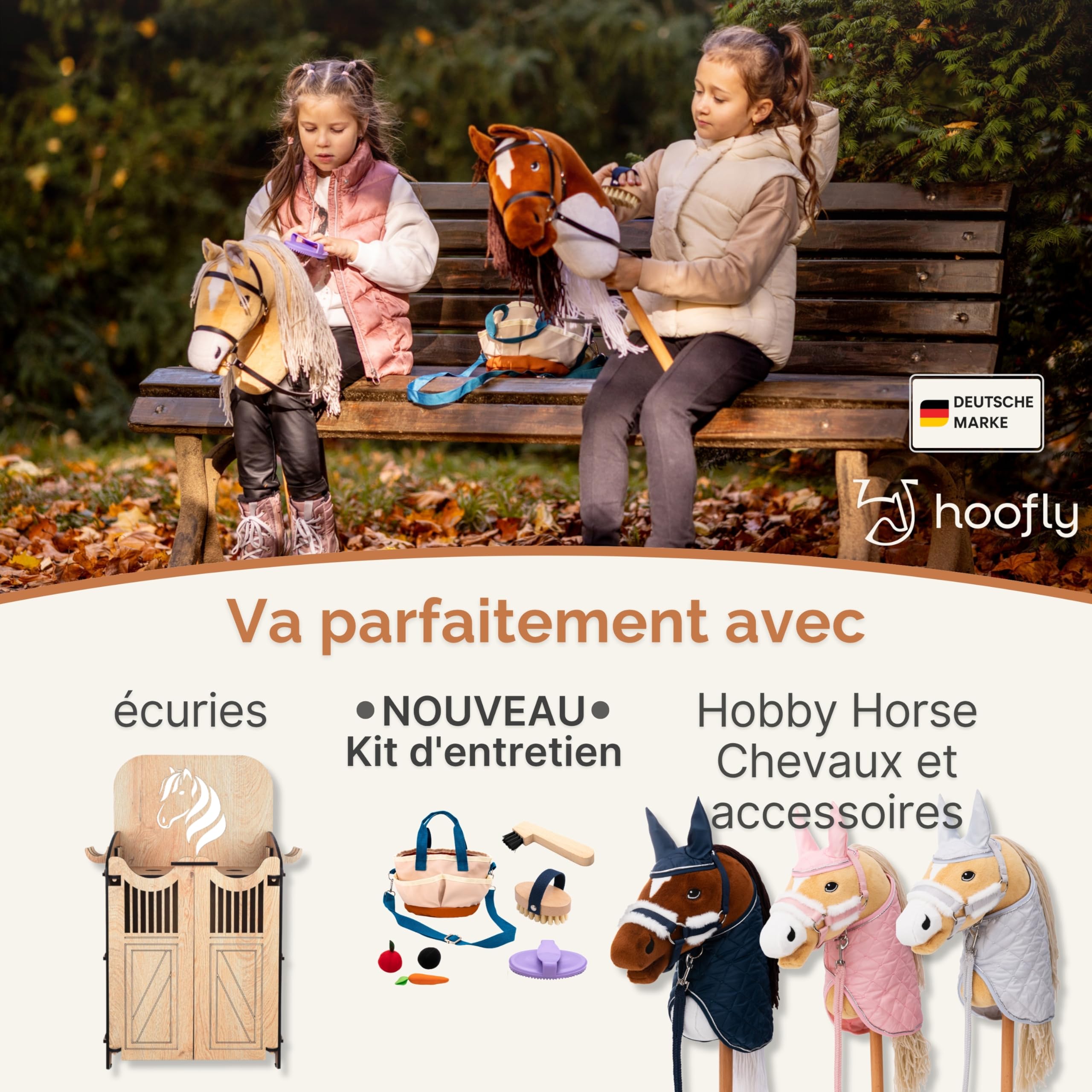Hobby Horse Écurie Murale - Accessoire Pratique pour Hobby Horse avec Portes, Espace de Rangement et Crochets/Écurie idéale pour Hobby Horsing 2 Chevaux