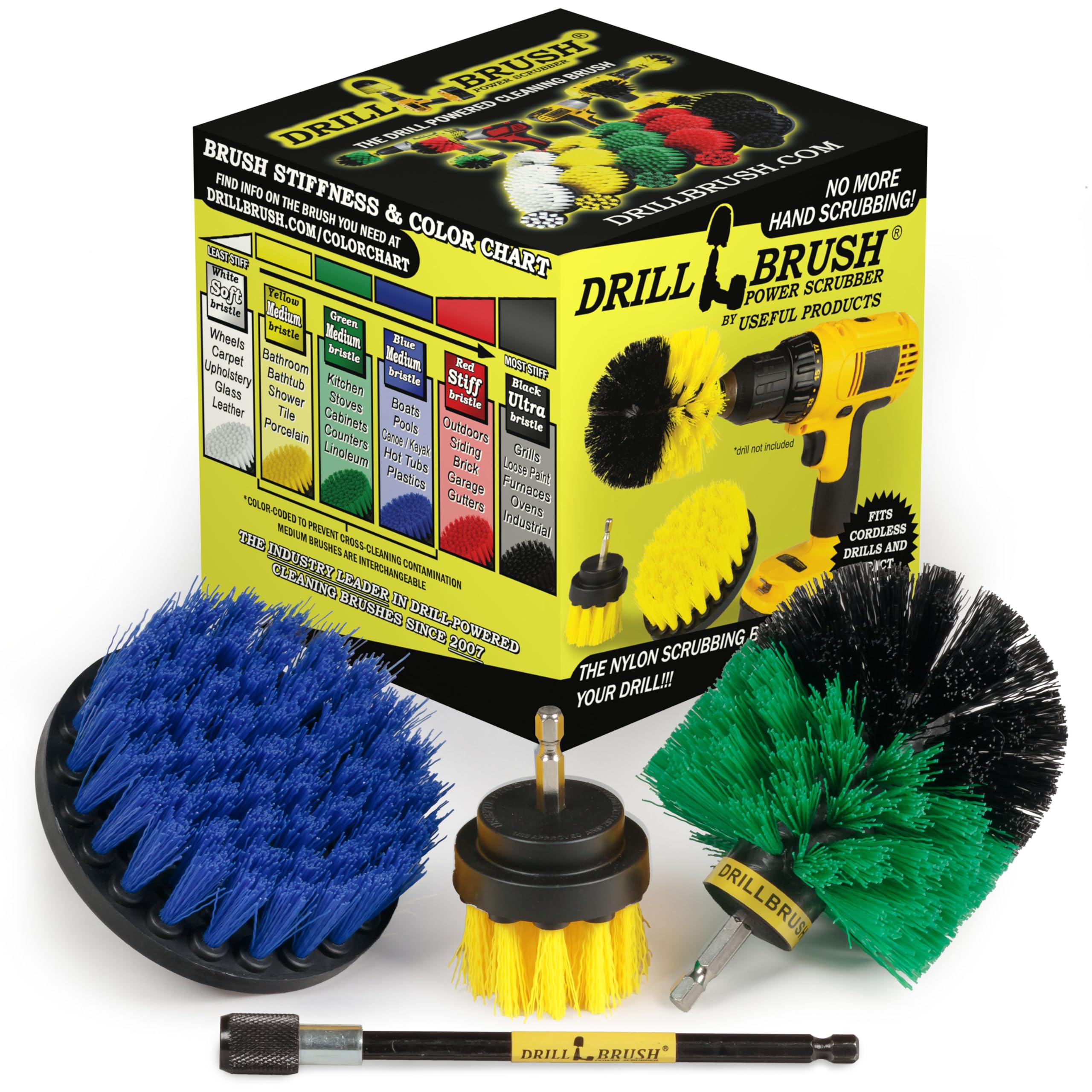 Drillbrush Shower Scrubber Drill Attachment - Car Detailing Tools - Dishwasher Safe Drill Brush Scrubber For Cleaning Tubs, Sinks, Tile, Grout, Flooring, Carpet, Leather, Seats, Boats, Kitchens, Ovens