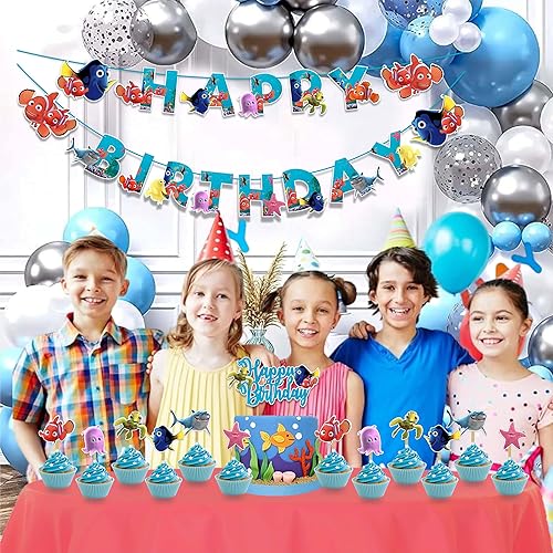 Vista 14 de Petr Pan Theme Birthday Party Supplies – Neverland Decoration Boys Girls – Includes Happy Birthday Banner, Cake Topper, Cupcake Toppers, Garland &