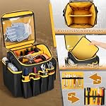 Marscamd Tool Bag with a Detachable Divider and Shoulder Strap, Heavy Duty Tool Tote with Multiple Pockets, Black