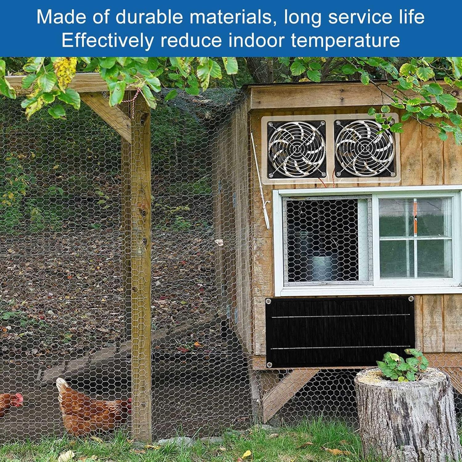 Solar Panel Fan Kit 100W 12V, Waterproof Portable Solar Exhaust Fan, Cooling Solution - Durable ABS, Efficient Cooling for Greenhouses and Sheds (Single Panel)