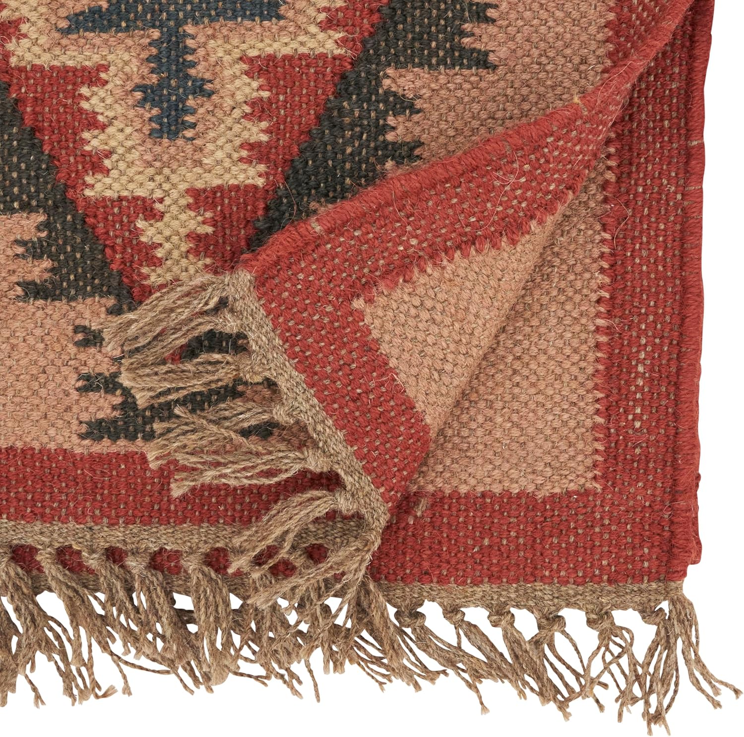 SARO LIFESTYLE Collection Ethnic Weave Kilim Table Runner, 16"x72", Multi