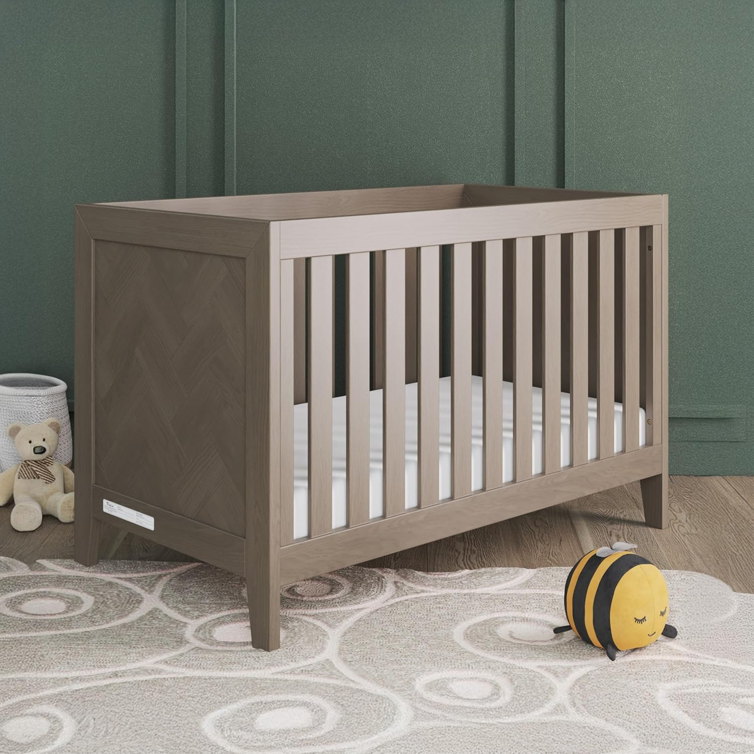 Child Craft Kieran Crib and Dresser Nursery Set, 2-Piece, Includes 3-in-1 Convertible Crib and 3-Drawer Dresser, Grows with Your Baby (Crescent Gray)