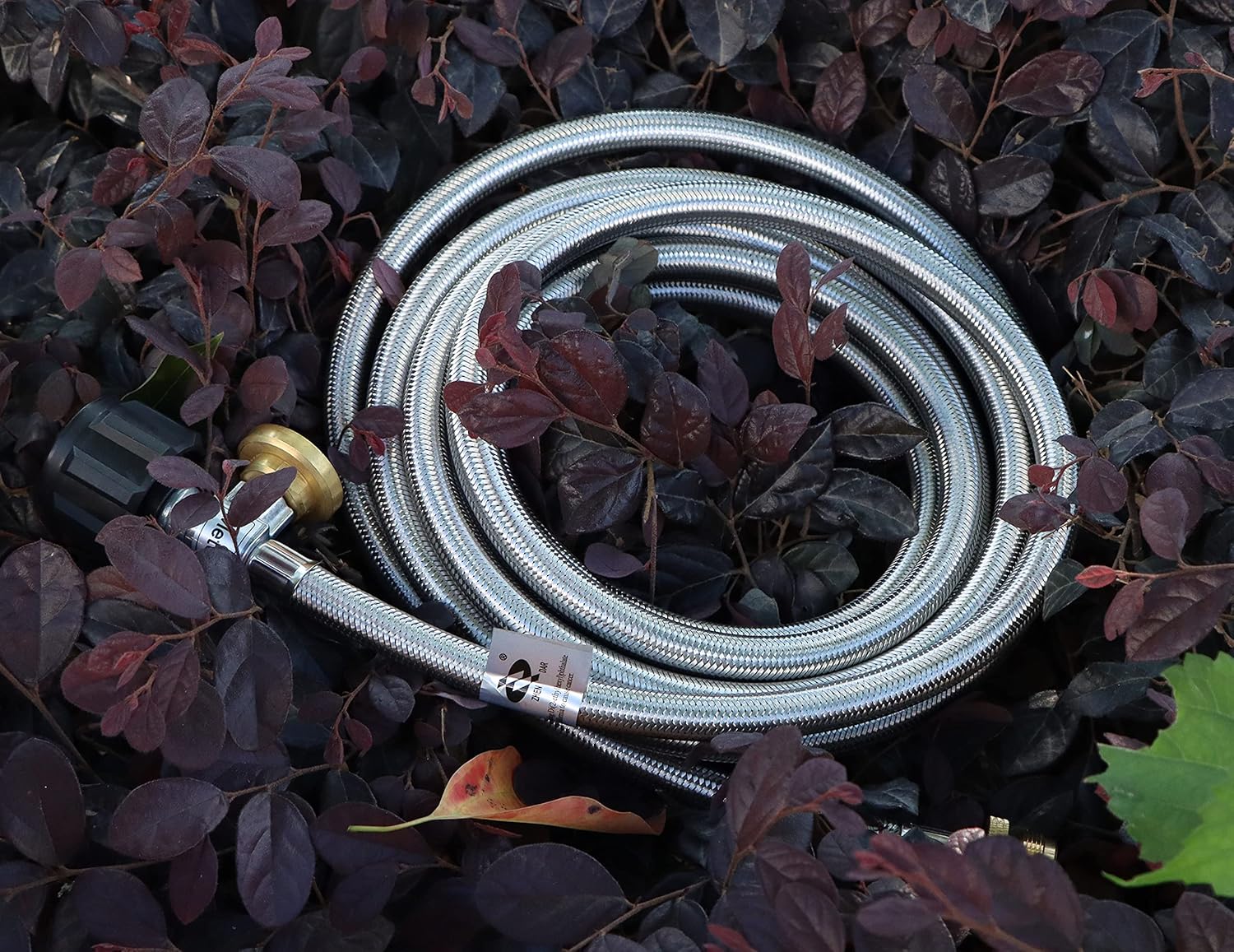 15 Ft Stainless Steel Braided Propane Adapter Max 350 Psi Hose with Pressure Gauge 5-40 Lb Convert Replace for Qcc1/type1 Tank Connects 1 Lb Bulk Portable Appliance to 5-40 Lb Propane Tank Cylinder