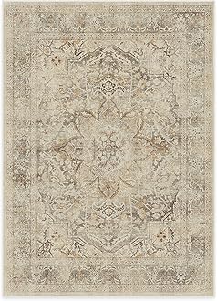 RUGGABLESarrah - Machine Washable Rug - Elegant Room Decor and Vintage Area Rug Perfect for Living Room Bedroom Kitchen - Stain Resistant - Pet & Child Friendly - Hazel 150cm x 215cm (Standard Pad)