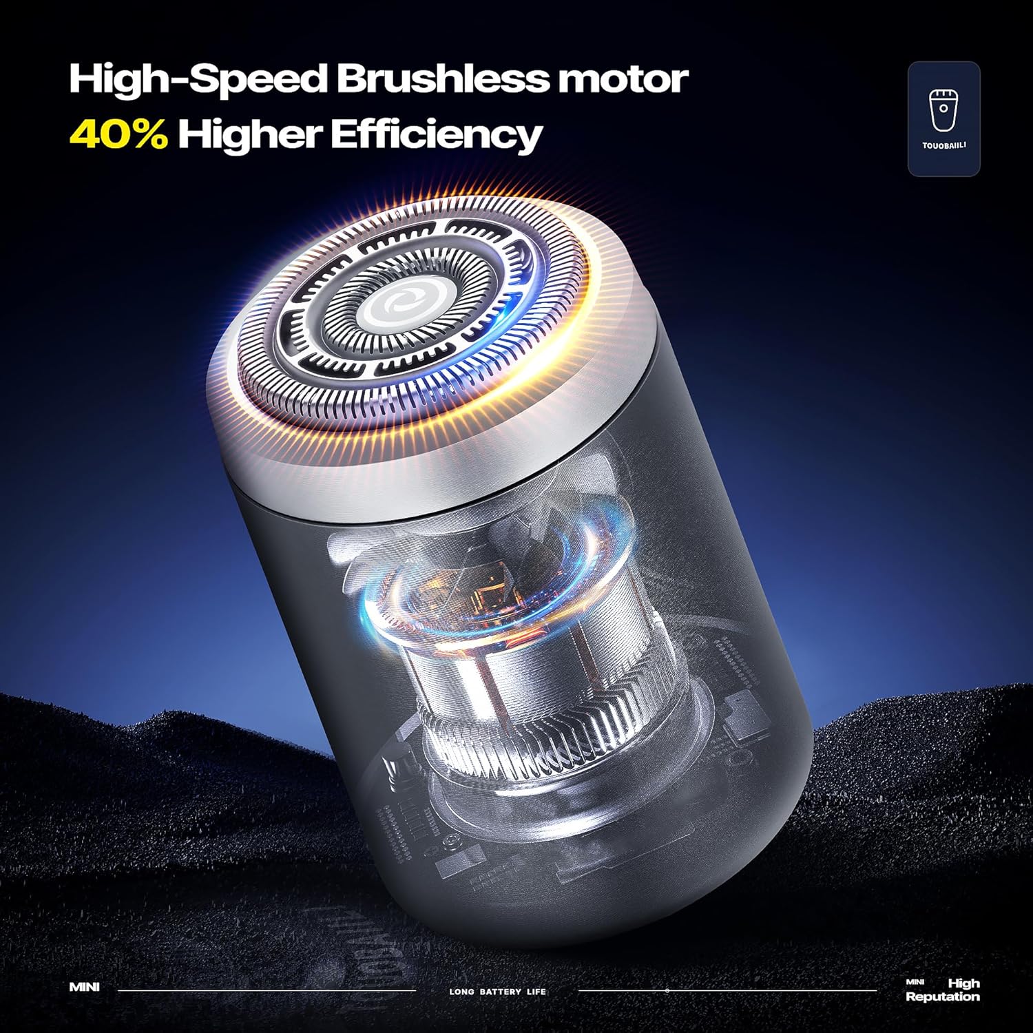 Premium Titanium Mini Shaver for Men - IPX7 Waterproof Electric Razor with Floating Foil System, USB-C Fast Charge, 90-Day Battery - Compact Travel Shaver for Sensitive Skin & Precision Grooming - Image 6