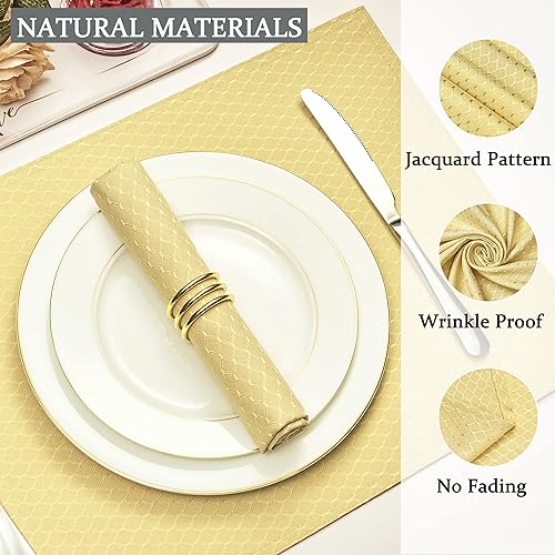Miniatura 10 de Homejoy Juego de 8 servilletas de tela cuadradas de 17 x 17 pulgadas, tela jacquard de poliéster, lavables, reutilizables, para cocina, cena,