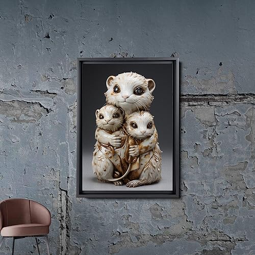 Miniatura 2 de Fox Mother Cub Print, In The Style Of Stencil,Based, Ivory, Kids Wall Art, Kids Wall Art Display, Mom And Baby Animal Art Print, Canvas, Art Print