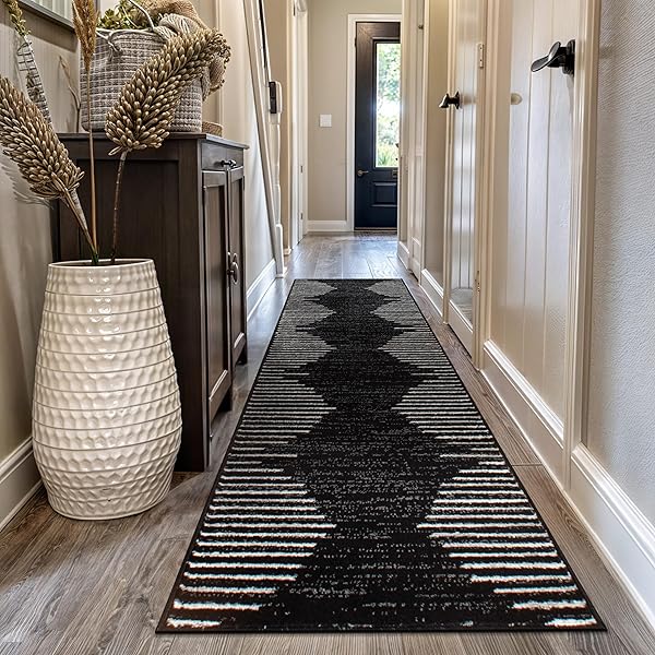Bohemian Striped Hallway Runner Rug