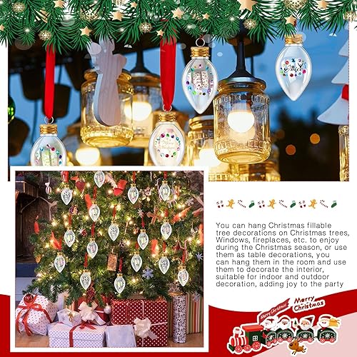 Miniatura 4 de Sliner 48 Pieces Christmas Booze Balls Fillable Ornaments Empty Plastic Light Bulbs Ornaments Hanging Xmas Decorations with Stickers and Rope for