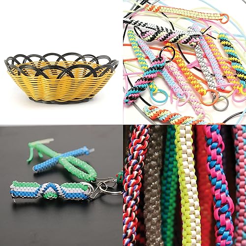 Miniatura 6 de Rexlace - Cordones planos de plástico, sin látex, no tóxicos, mezcla de colores brillantes, mezcla de 6 colores surtidos, 332 pies de ancho x 132
