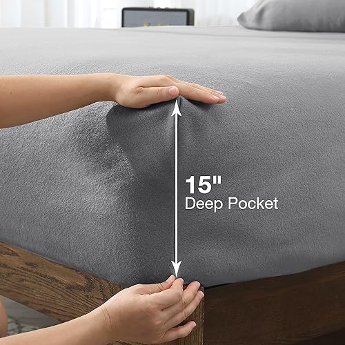 Miniatura 2 de Softan - Juego de sábanas de forro polar de microfibra supersuave, 3 piezas, de cuidado fácil, transpirable con para colchón alto de 15pulgadas de