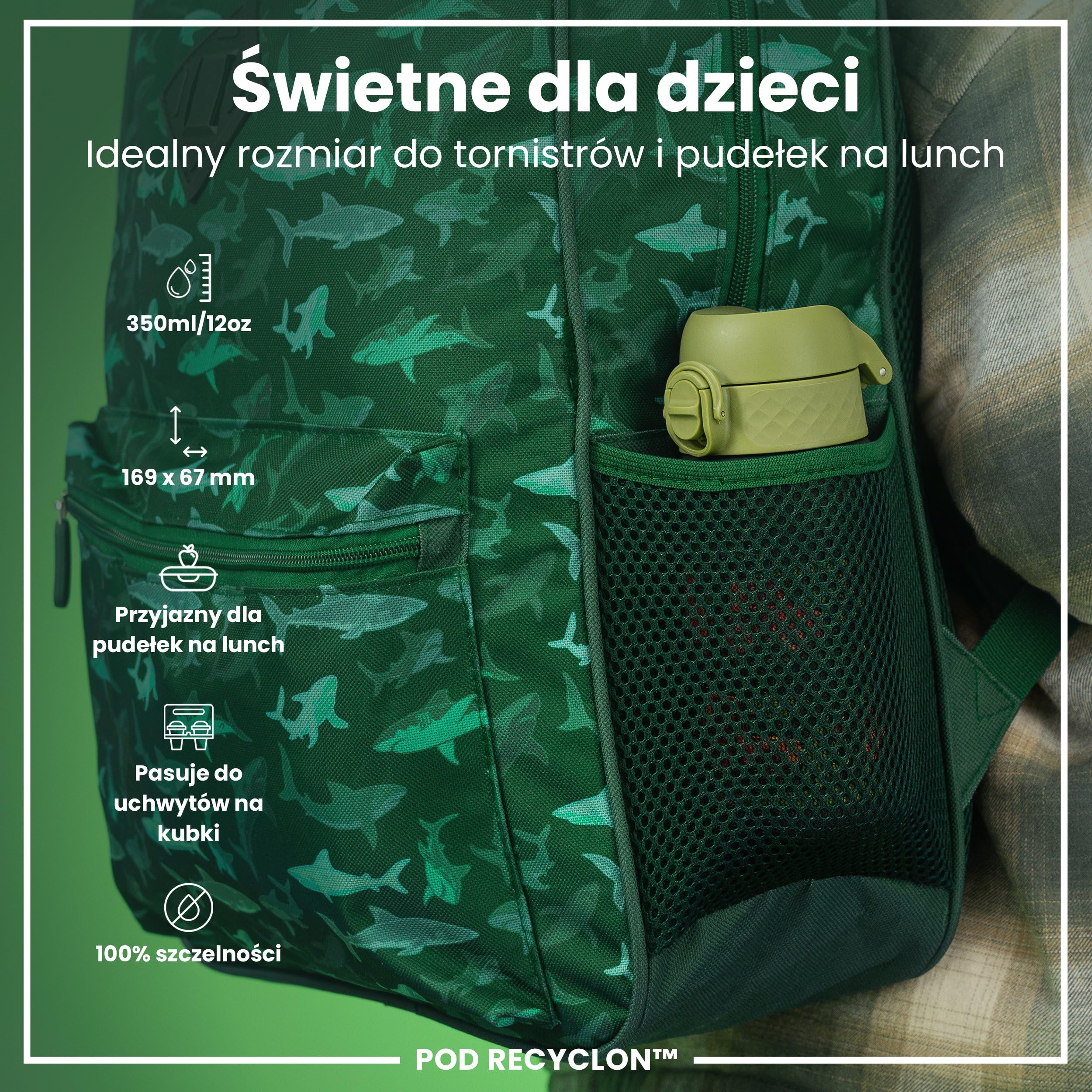 ION8 Butelka dla Dzieci, 350 ml/12 oz, Szczelna, Łatwa do Otwarcia, Bezpieczny Zamek, Można Myć w Zmywarce, Bez BPA, Uchwyt do Przenoszenia, Łatwa do Czyszczenia, Bezwonny, Maszyny Rolnicze