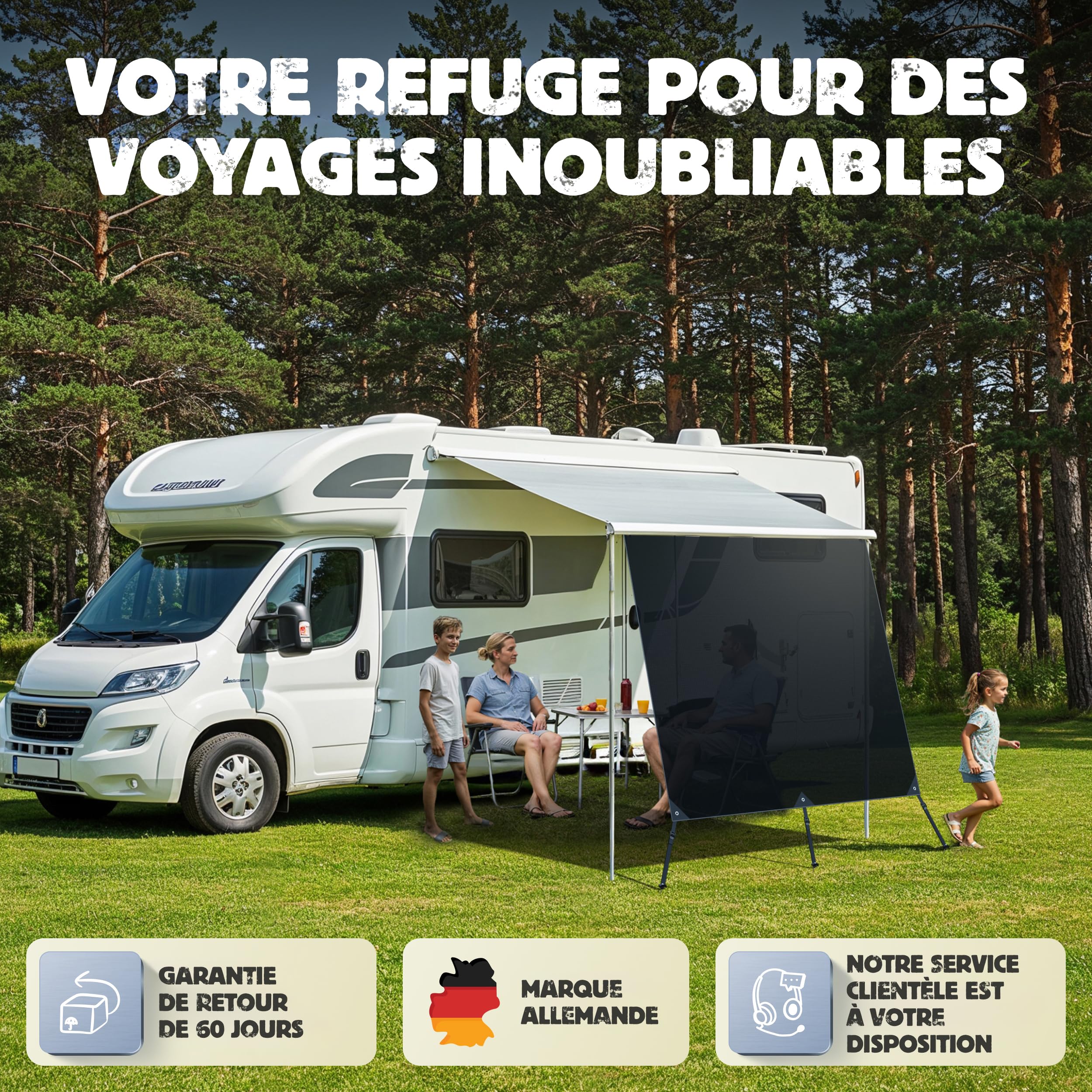 LAINFELD Passepoil pour Voile d'ombrage | 2,4 x 2,0 m Protection Solaire pour Camping-Car | Store Compatible avec Thule Omnistor | Rail de Passepoil Accessoires