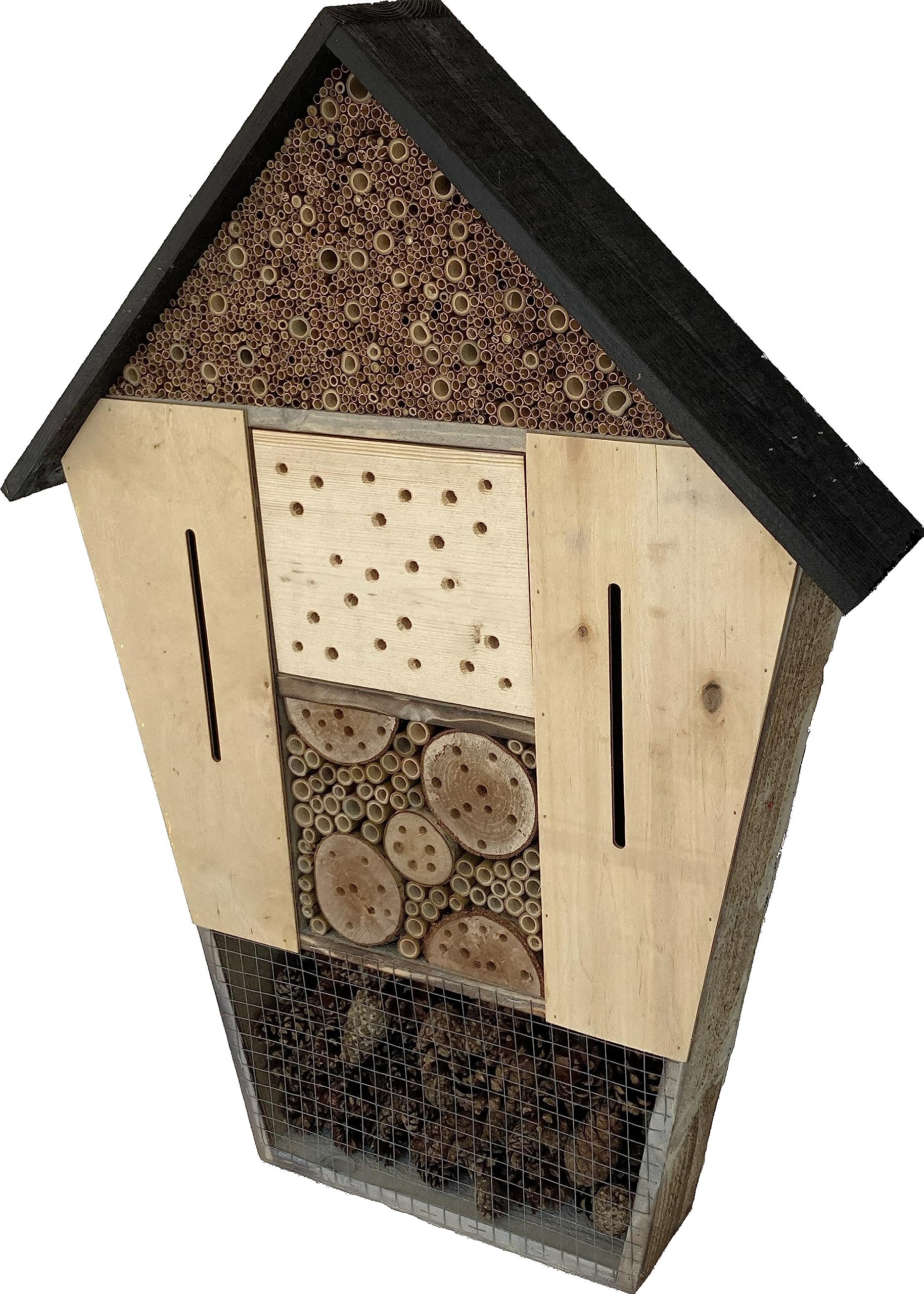 Insektenhotel für Nützlinge – 6 Fächer, Holz, 57 x 79 x 11,5 cm, für Bienen, Schmetterlinge und andere Insekten