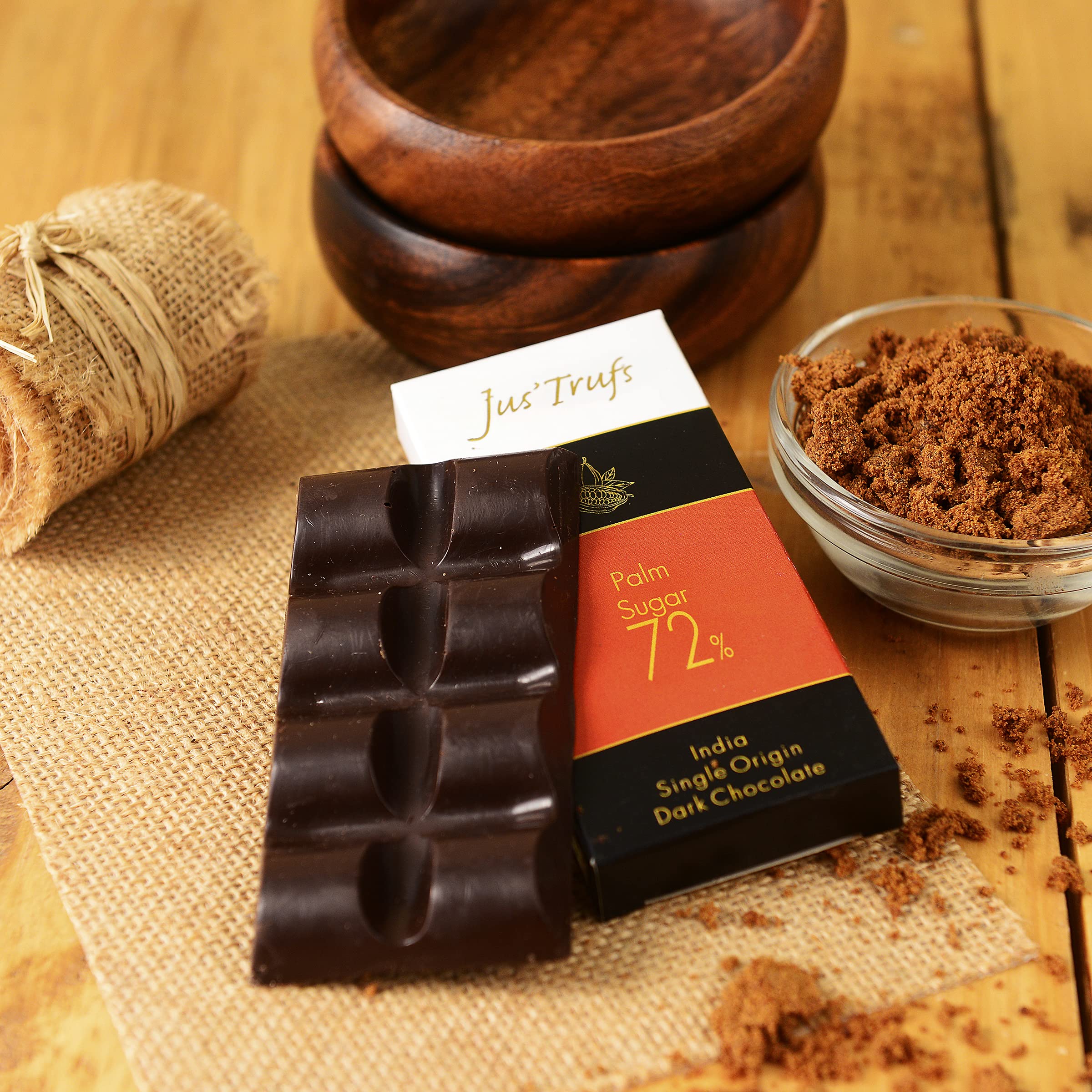 Jus'Trufs Artisanal 72% Dark Chocolate Bar | Sweetened with Mineral Rich Palm Sugar | Vegan, Gluten-Free and Keto Chocolate | Set of 2 | Each Chocolate 40 gm | Net Wt 80 gm-picture-29
