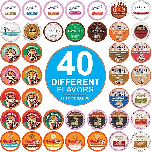 Crazy Cups Flavored Coffee Pods Variety Pack for Keurig K Cups Brewers, Assorted Flavored Coffee Sampler, 40 Count