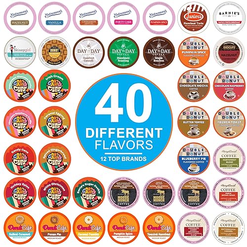 Miniatura 11 de Crazy Cups Paquete variado de cápsulas de café descafeinado con sabor compatibles con cafeteras Keurig K Cup, 40 unidades, muestras de café