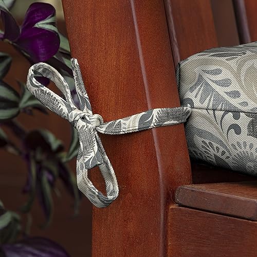 Miniatura 5 de Arden - Cojín para silla de mimbre para exteriores, resistente a la lluvia, resistente a la decoloración, 20 x 18, damasco Aurora neutro,
