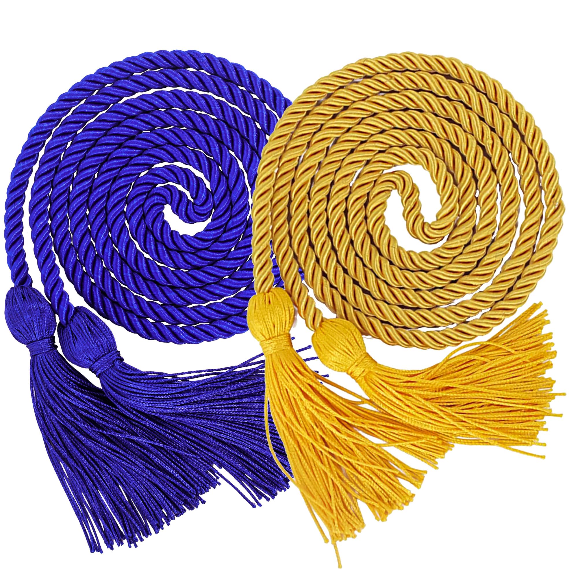 GraduationMall Double Graduation Honor Cords Royal Blue &amp; Gold 68"