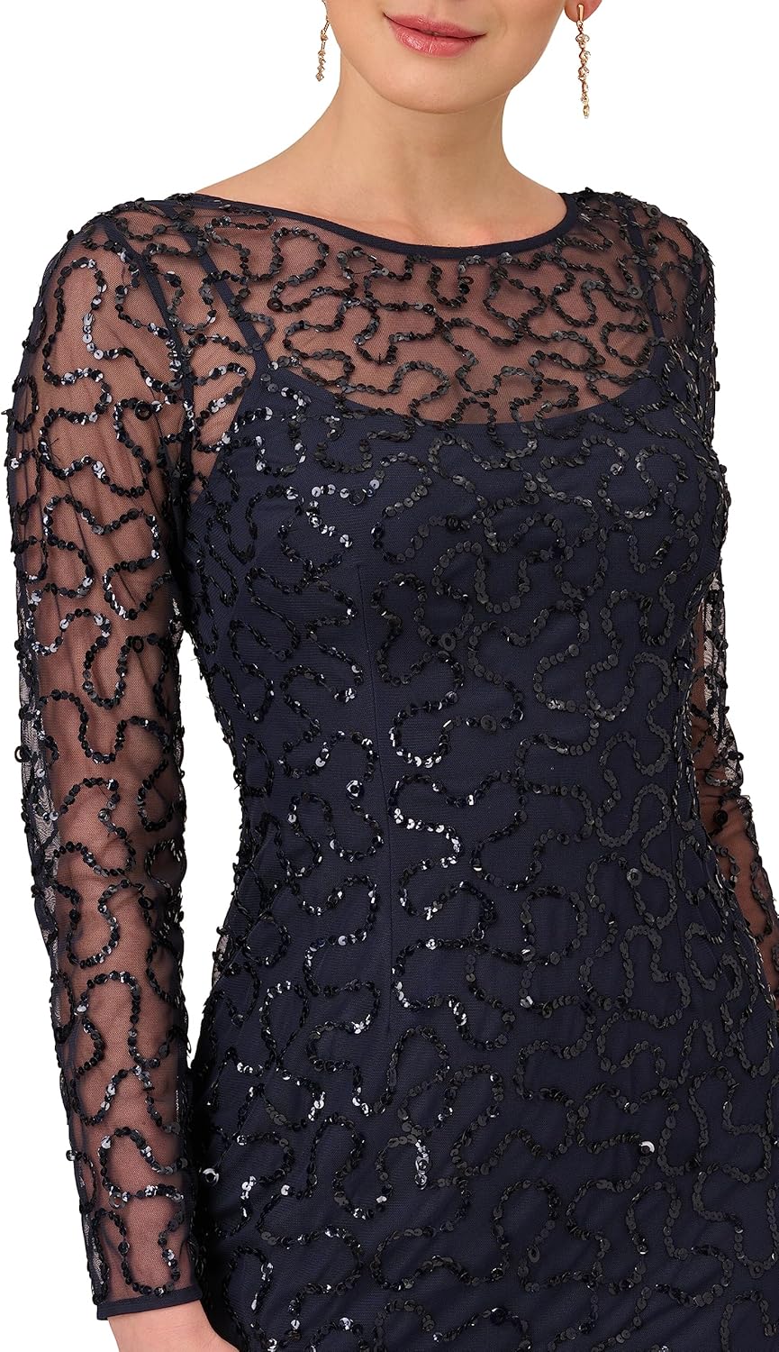 Adrianna Papell Womens Beaded Short Dress - Image 5