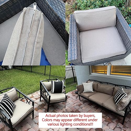 Miniatura 9 de 10 fundas de cojín de repuesto a prueba de salpicaduras, resistentes a los rayos UV, con cremalleras, máximo compatible con cojines de patio de 25.6