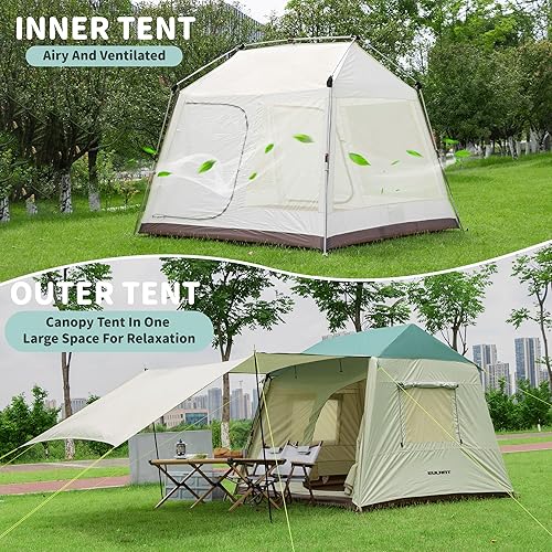 Miniatura 4 de Tienda de campaña impermeable para 3 a 5 personas, tiendas de campaña familiares grandes para acampar al aire libre, senderismo, mochilero, picnic