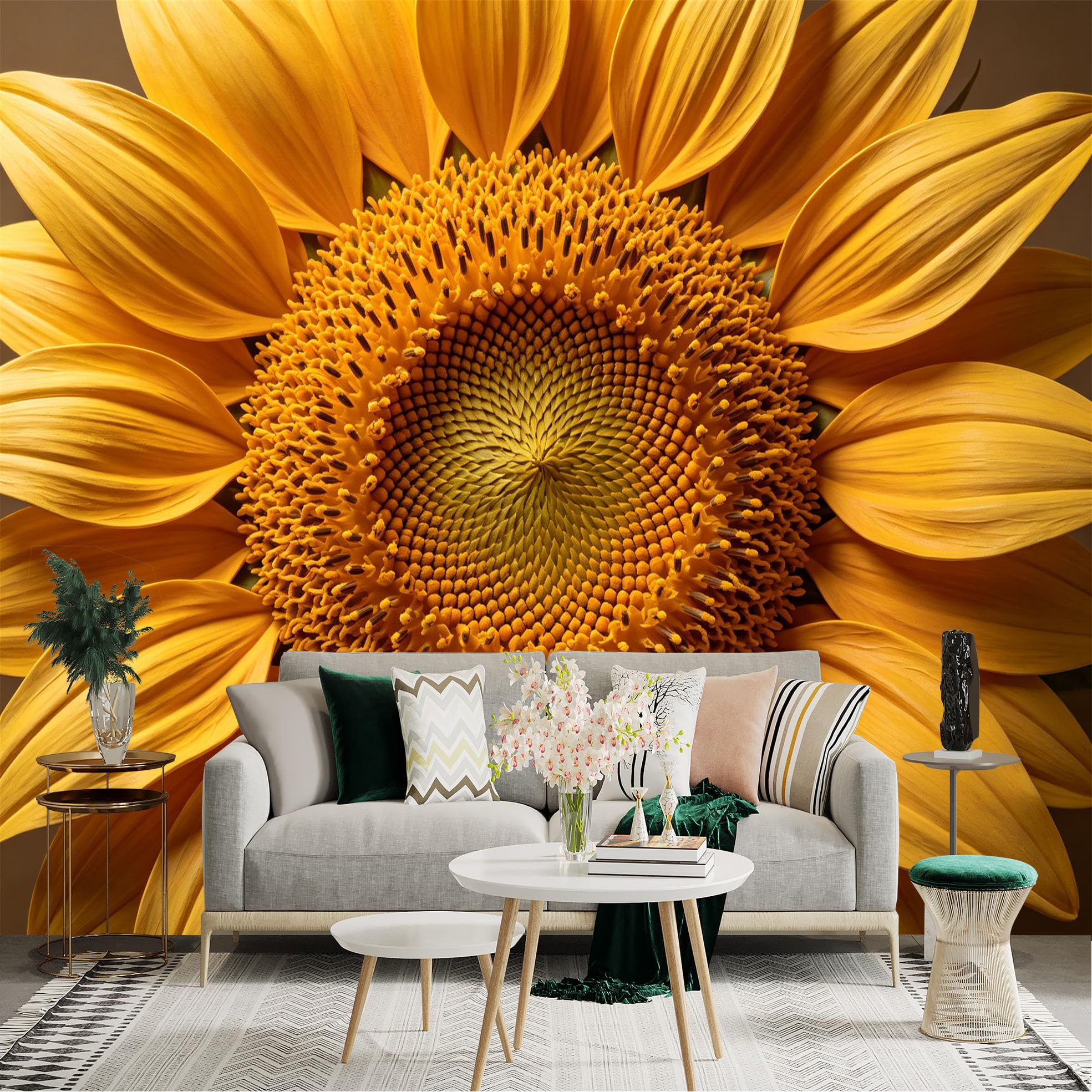 Lnzczhyre Dbh260521876 Custom Size Wall Sticker Mural， Closeup Golden Sunflower， Vibrant Floral Macro， Botanical Art， For Wall Decoration， Peelandstick Wall Decals.