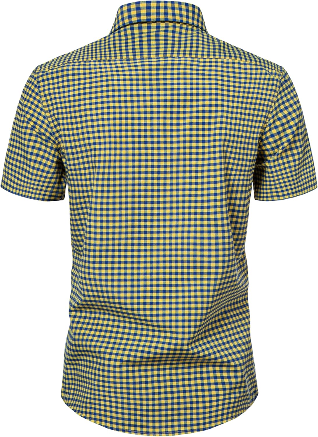 Manwan walk Mens Short Sleeve Plaid Casual Button Down Shirts Gingham Regular Fit Dress Shirts - Image 4