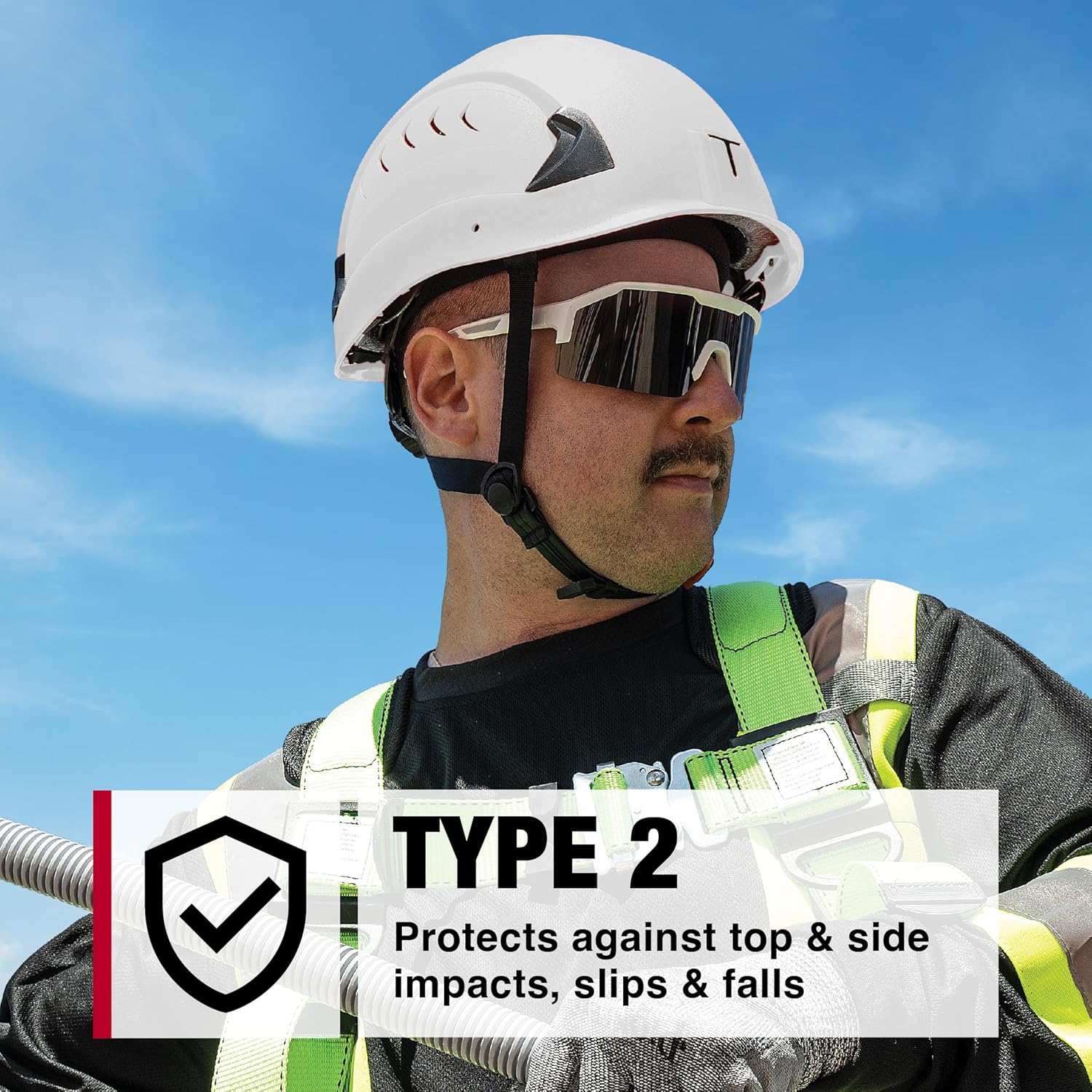 Jackson Safety CH-2-400V Type 2 Hard Hat - Vented Construction Safety Helmet with Side Impact Head Protection - ANSI Z89.1 Type 2 & OSHA Compliant - (Multiple Colors)