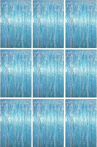 Miniatura 43 de Cortinas de 3.3 x 6.6 pies con flecos de papel de aluminio, decoraciones de fiesta con serpentinas, telón de fondo con flecos para cumpleaños, baby