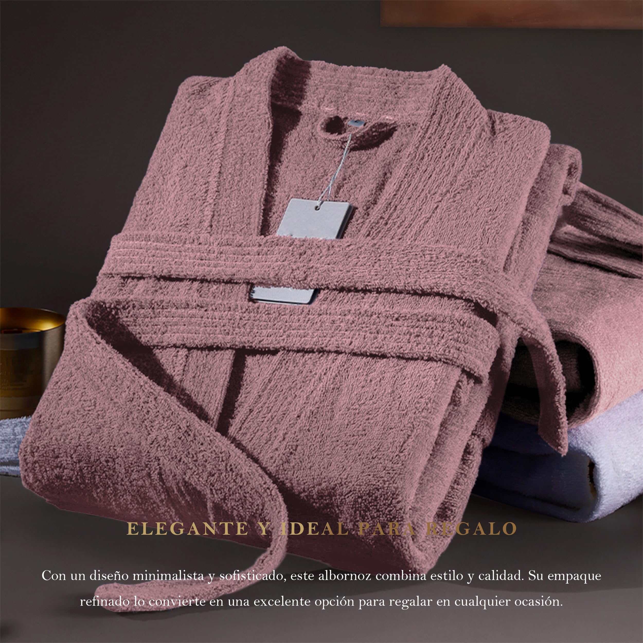 BESCH Albornoz Unisex para Hombre y Mujer Rizo 100% Algodón - Bata de Casa Unisex Tacto Super Suave y Cómodo