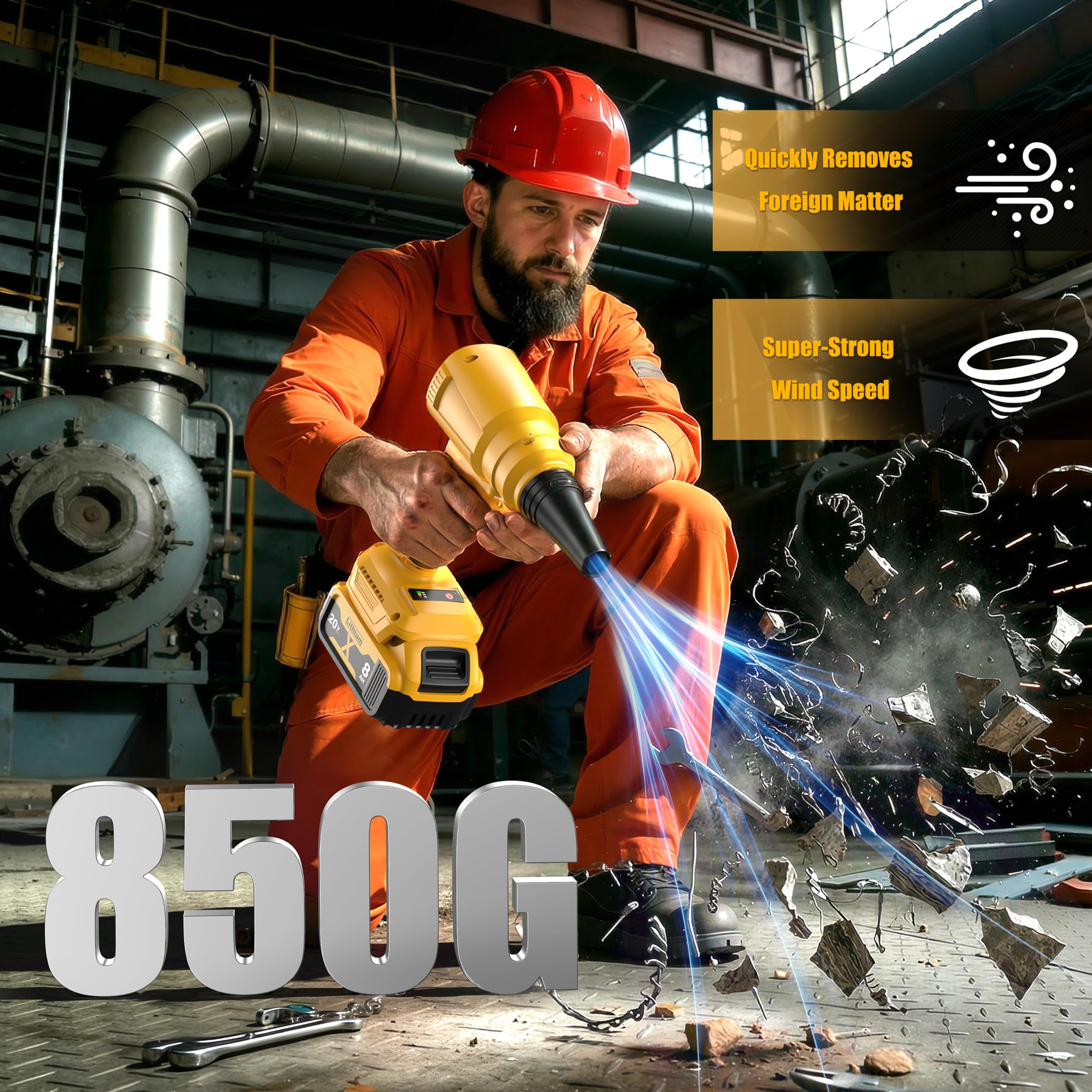 Soplador de hojas inalámbrico para batería Dewalt de 20 V, 140.000 rpm, diseño ligero sin escobillas, soplador de mano para limpieza de patio, agua sopladora de coche, soplando hojas y polvo, solo