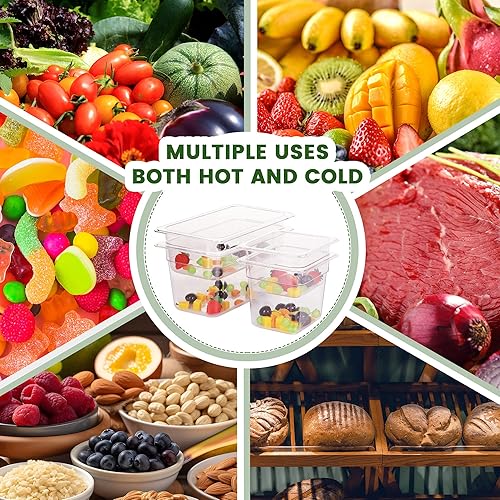 Miniatura 7 de Paquete de 6 bandejas de comida NSF, 13 de tamaño de 4 pulgadas de profundidad de policarbonato transparente, recipientes de almacenamiento de