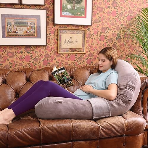 Miniatura 5 de RELY+ Almohada de embarazo en forma de F recomendada por Ginecomas, soporte de cuerpo completo para dormir y comodidad de maternidad, alivia el