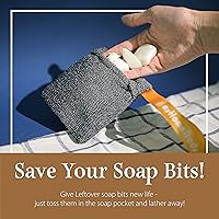 Vista 3 de myHomeBody Bolsa exfoliante con bolsillo para jabón, exfoliante corporal, esponja exfoliante para baño o ducha, o protector de restos de pedacitos