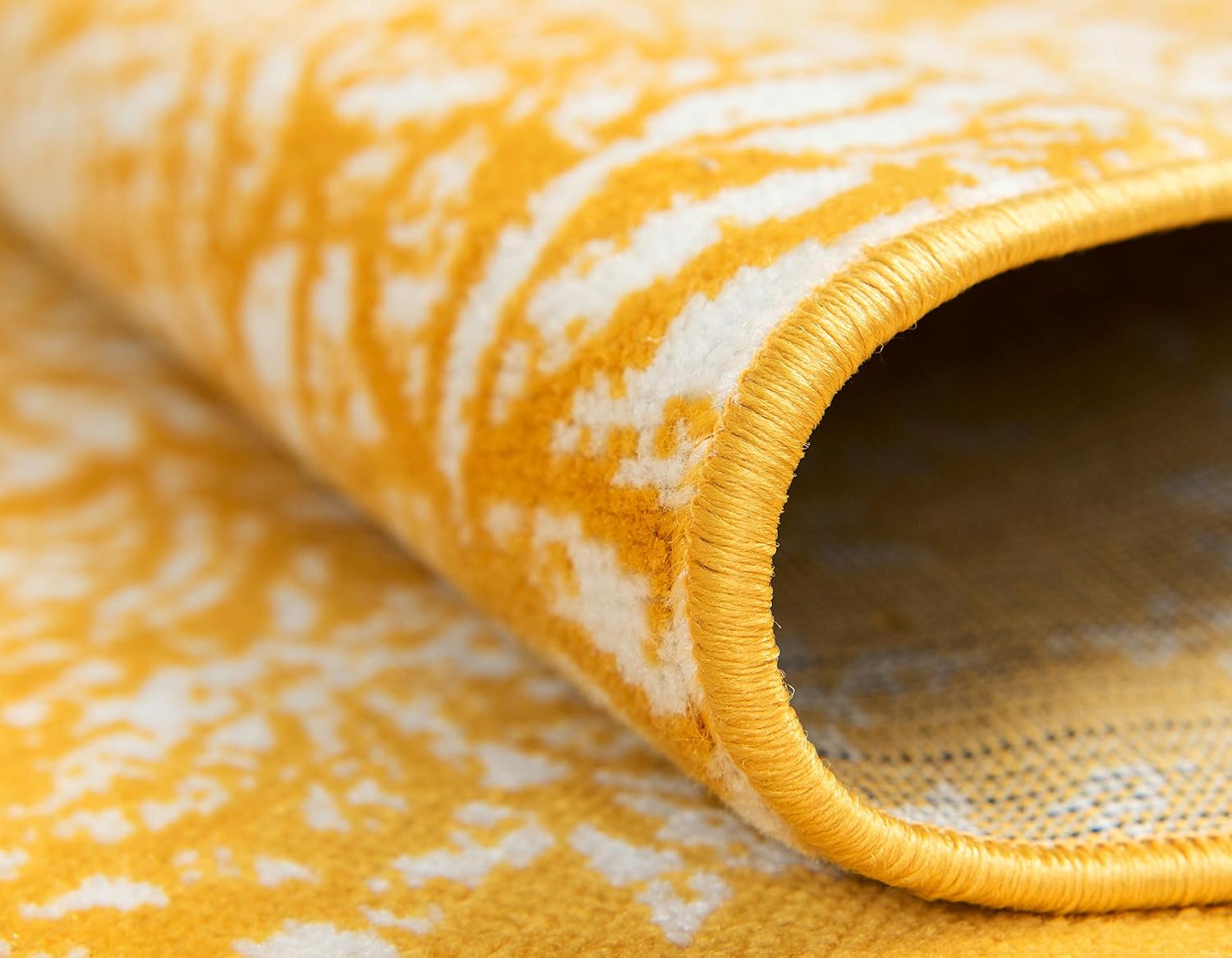 Yellow and Ivory Synthetic Low Pile Bohemian Area Rug
