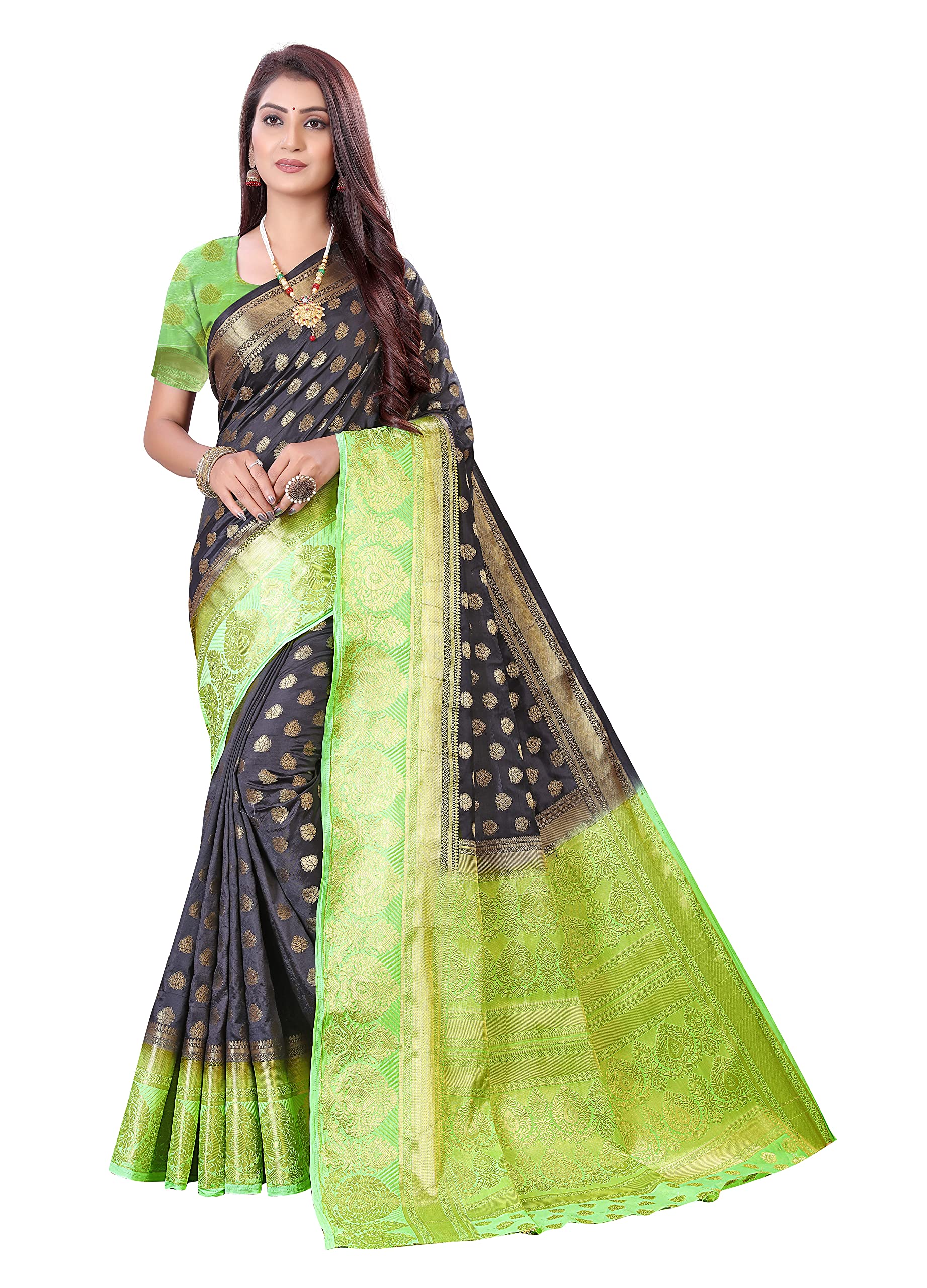 neeahWomen's Banarasi Art Silk Zari Woven Jacquard Saree With Blouse Piece,s172-nw-6.30meter