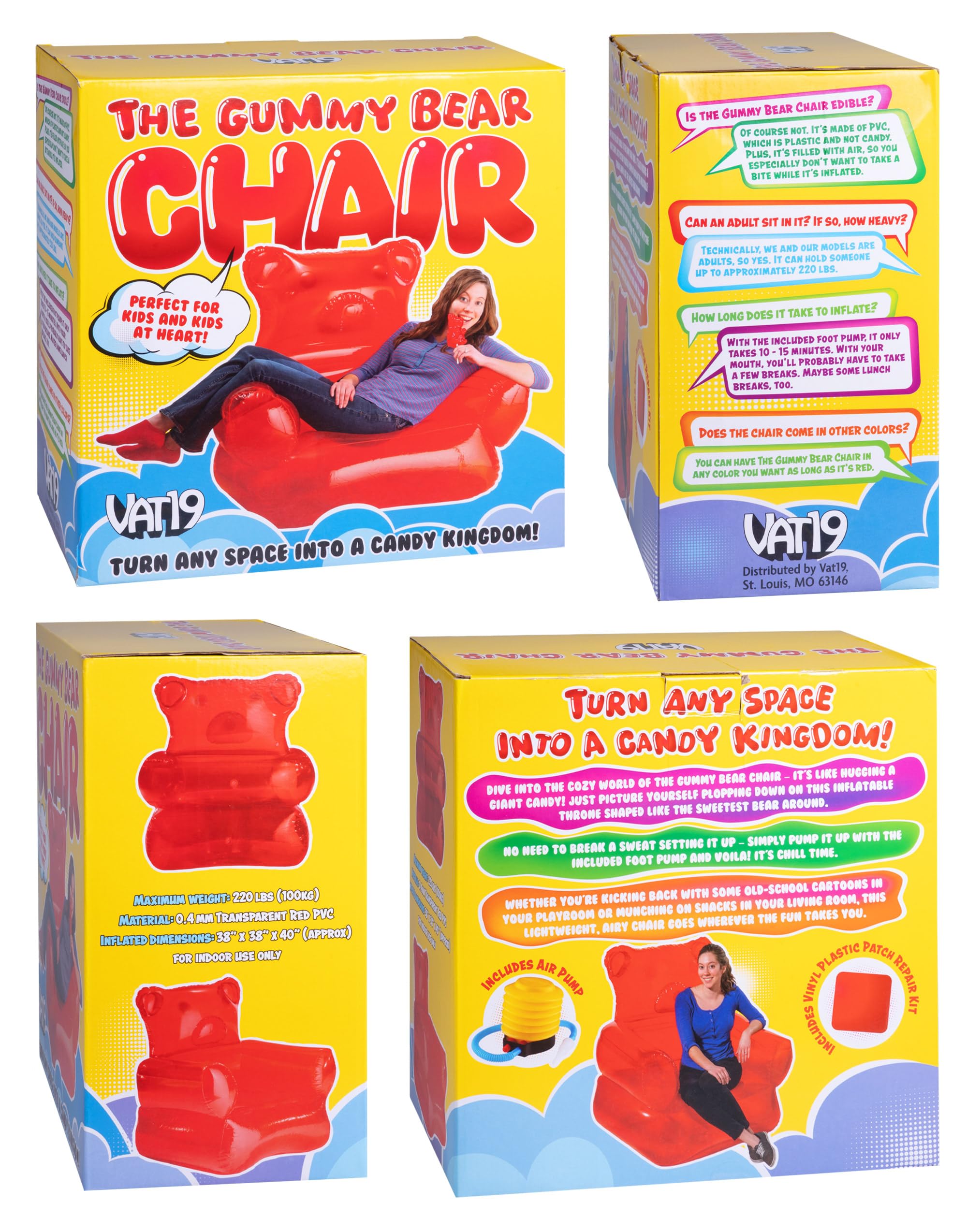 Amazon.com: VAT19 The Gummy Bear Inflatable Chair, PVC, Red