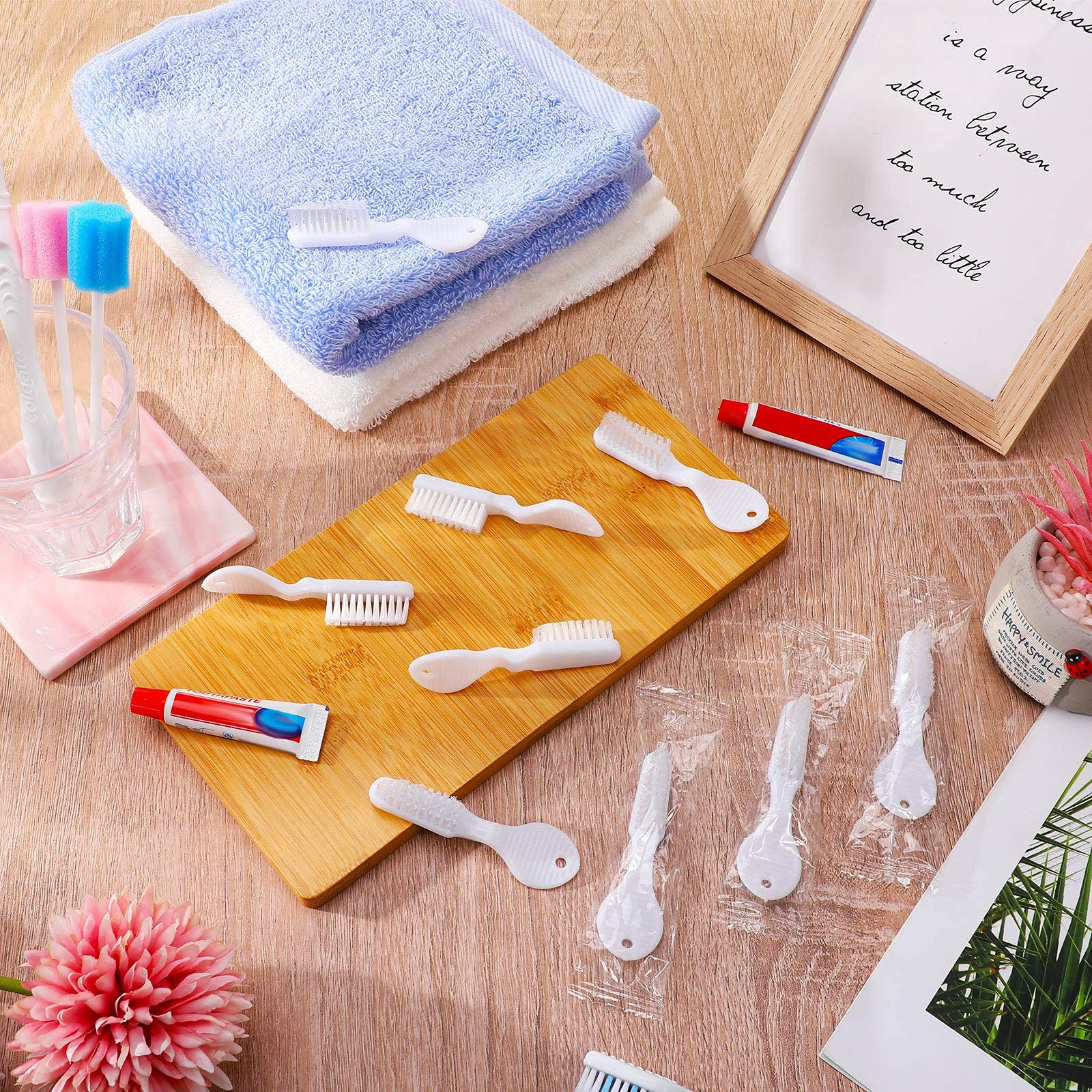Patelai 200 spazzolini da denti con manico e impronte digitali, confezionati singolarmente, con manico corto, setole morbide per la pulizia dei denti portatile da viaggio, formato mini