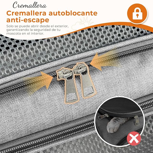 Foto 4 de 8 de Lohofrnny Transportín Perro Gato, 50x34x34cm Transportin Mascota Transpirable Plegable de hasta 8 kg