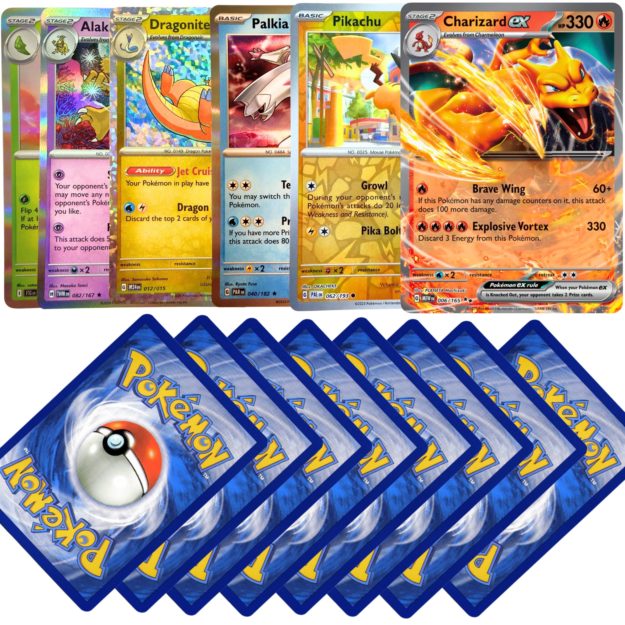 101 Pokemon Cards Bundle with 1 Guaranteed EX Card - English Edition - Authentic TCG Pack - Rare Holo Foil Trading Cards from Pokémon Boosters - Great Gift for Kids & Collectors