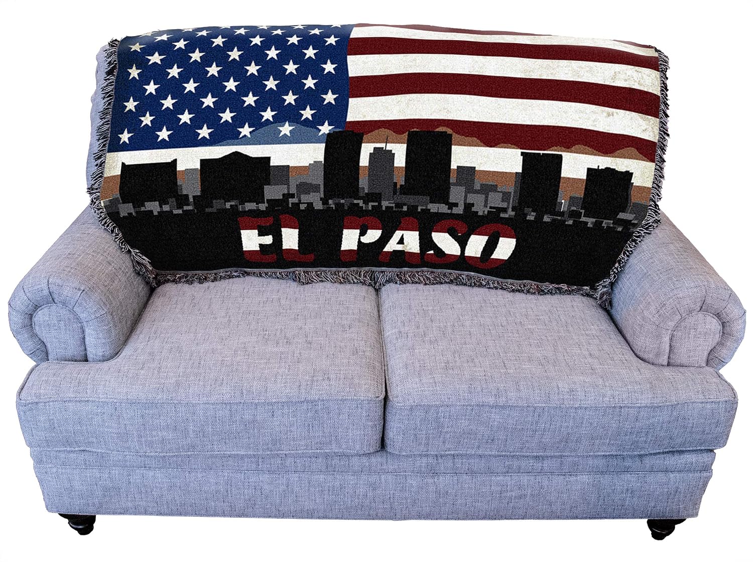 Pure Country Weavers Texas - El Paso - City American Flag Blanket - Gift Tapestry Throw for Back of Couch or Sofa - Woven from Cotton - Made in the USA (61x36)