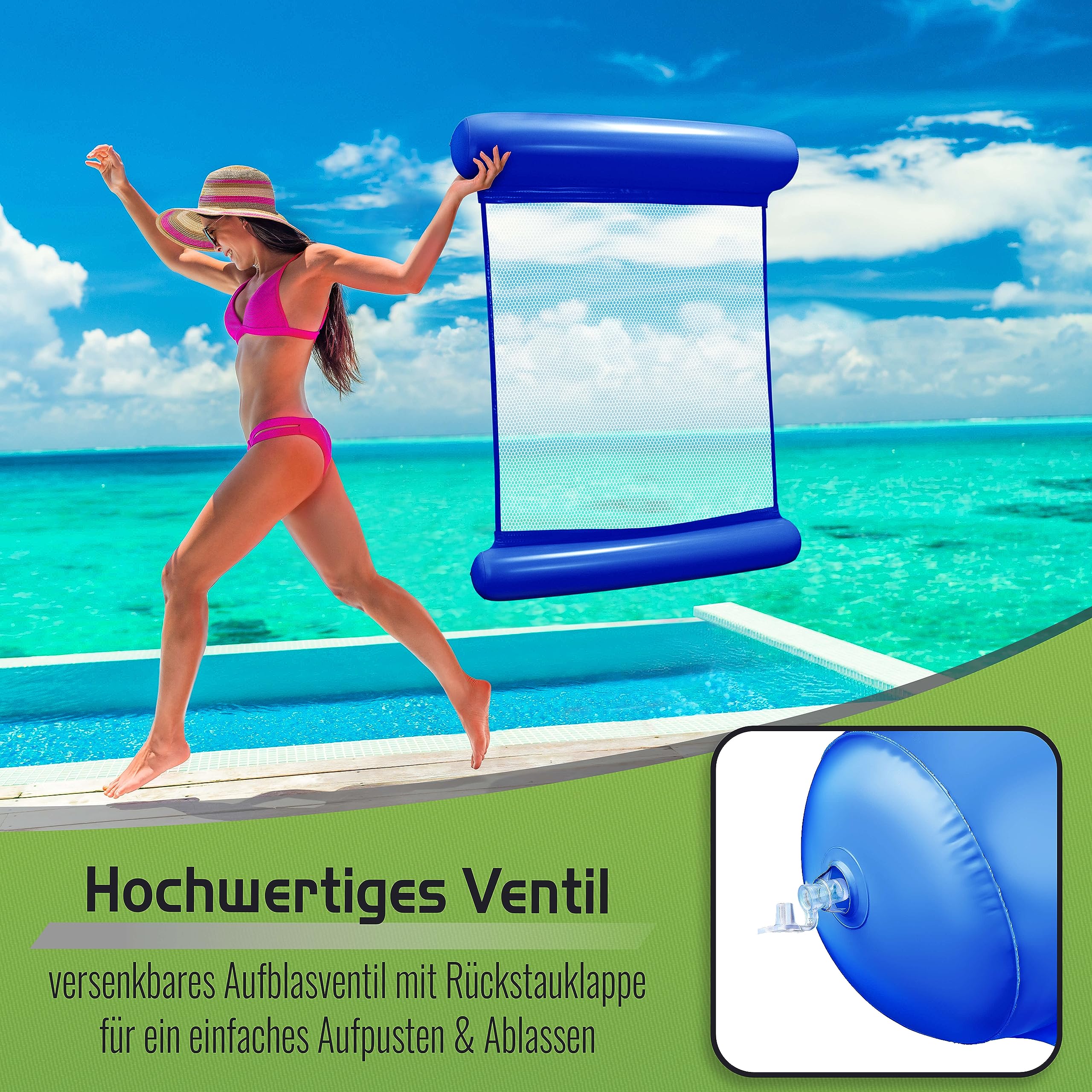 Balinco Hamac gonflable à eau avec 4 chambres à air et filet en