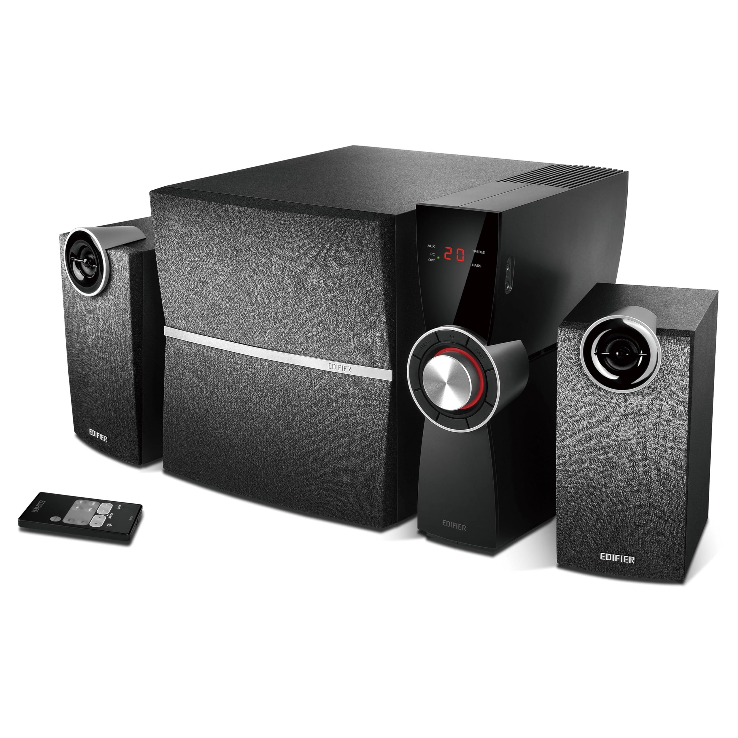 Edifier C2XD - Kit d'Enceintes 2,1 PC Noir Analogique et Optique, Télécommande Sans Fil (53 Watts)