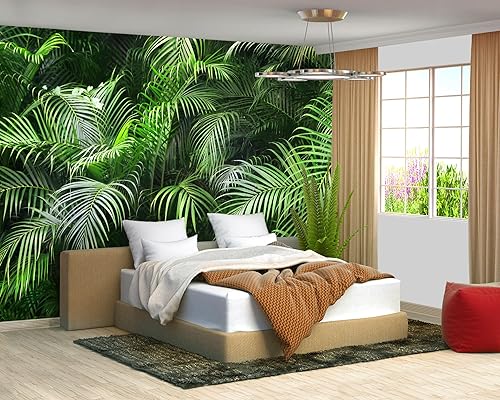 Papel pintado de hoja de palmera tropical verde tropical grande para sala de estar dormitorio (papel tapiz para pared de habitatacion) 108 x 75